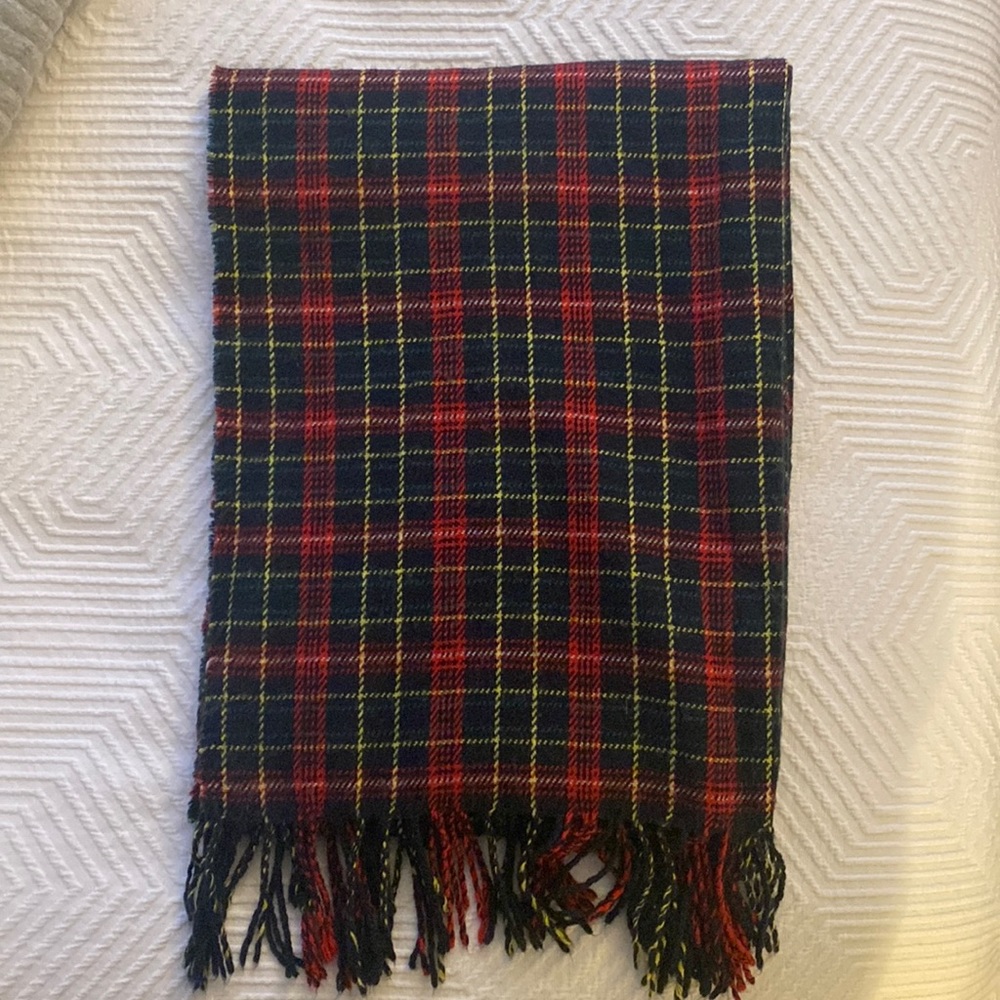 J Crew Scarf red green blue yellow plaid